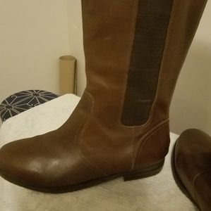 Brown Tall Leather Boot - zipper in back